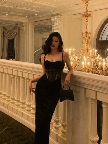 Sheath Spaghetti Straps Black Lace Date Night Dress Prom Dresses Birthday Party Outfit SD892